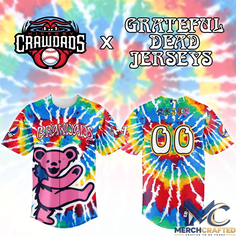 Hickory Crawdads x Grateful Dead Night 2026 Tie Dye Customized Baseball Jersey