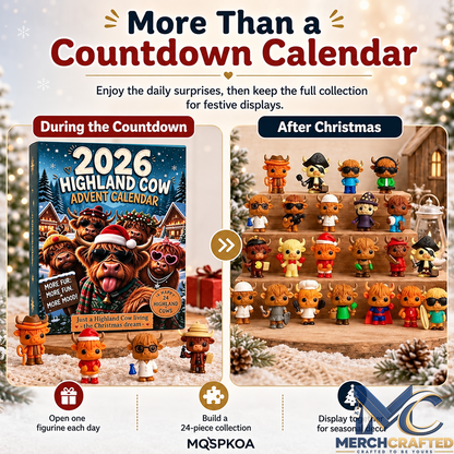 Highland Cow Advent Calendar 2026 24 Day Christmas Countdown Collectible Figures Holiday Gift