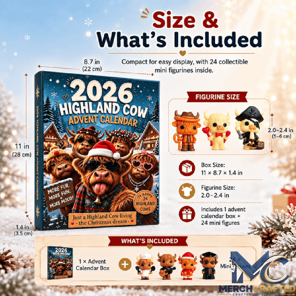 Highland Cow Advent Calendar 2026 24 Day Christmas Countdown Collectible Figures Holiday Gift