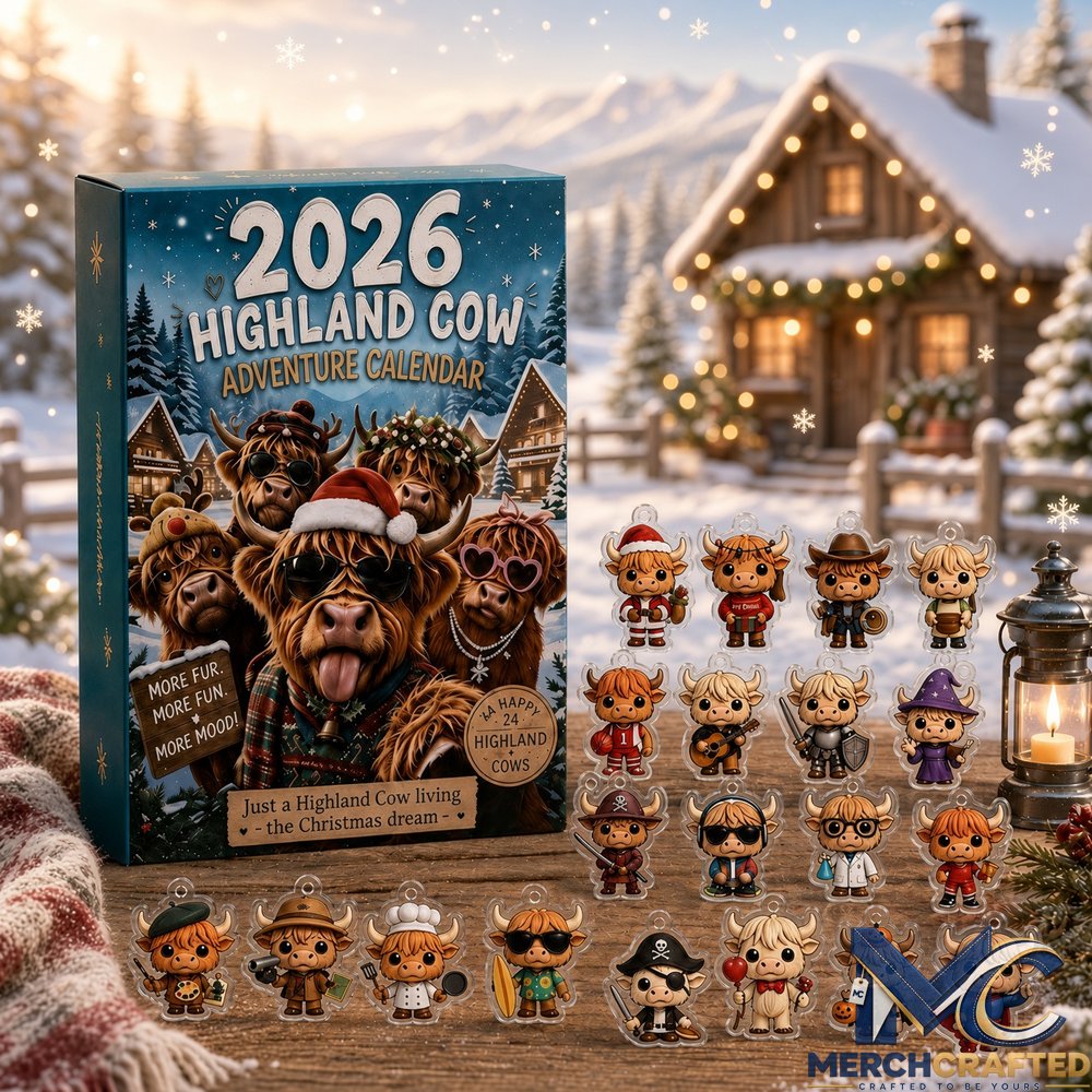 Highland Cow Christmas 2026 Advent Calendar 24 Day Countdown