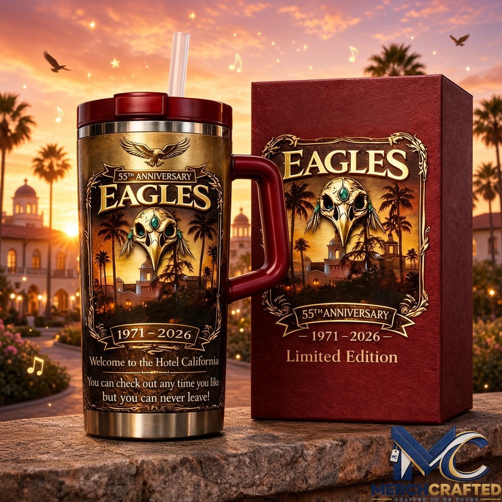 Hotel California Band Eagles 55th Anniversary Tumbler 1971 to 2026 Limited Edition Cup with Gift Box