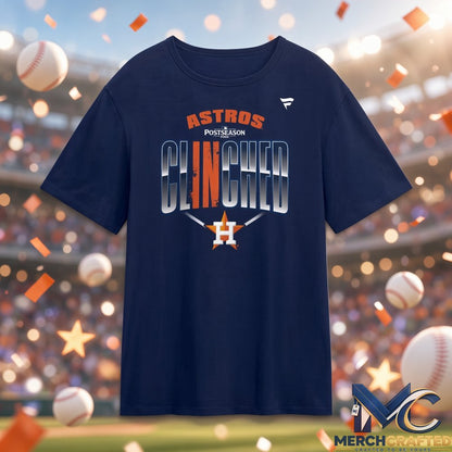 Houston Astros 2024 Postseason Clinched Navy T Shirt