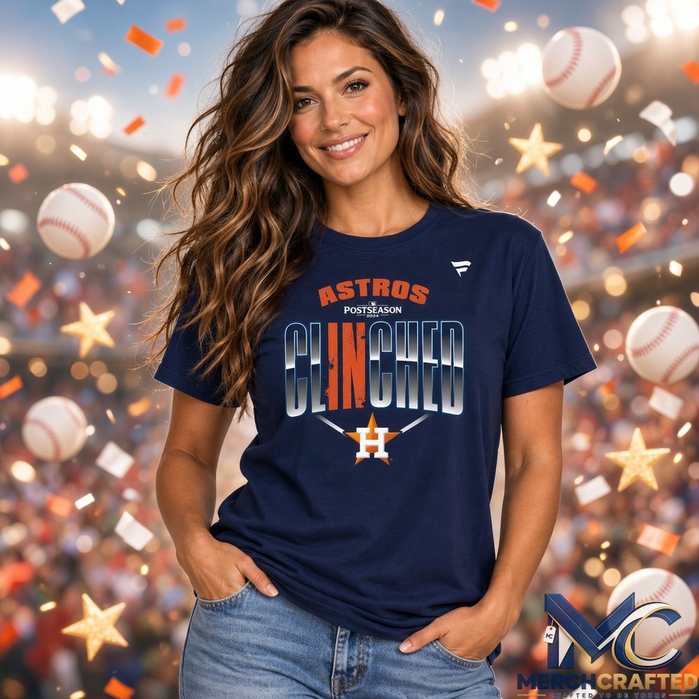 Houston Astros 2024 Postseason Clinched Navy T Shirt