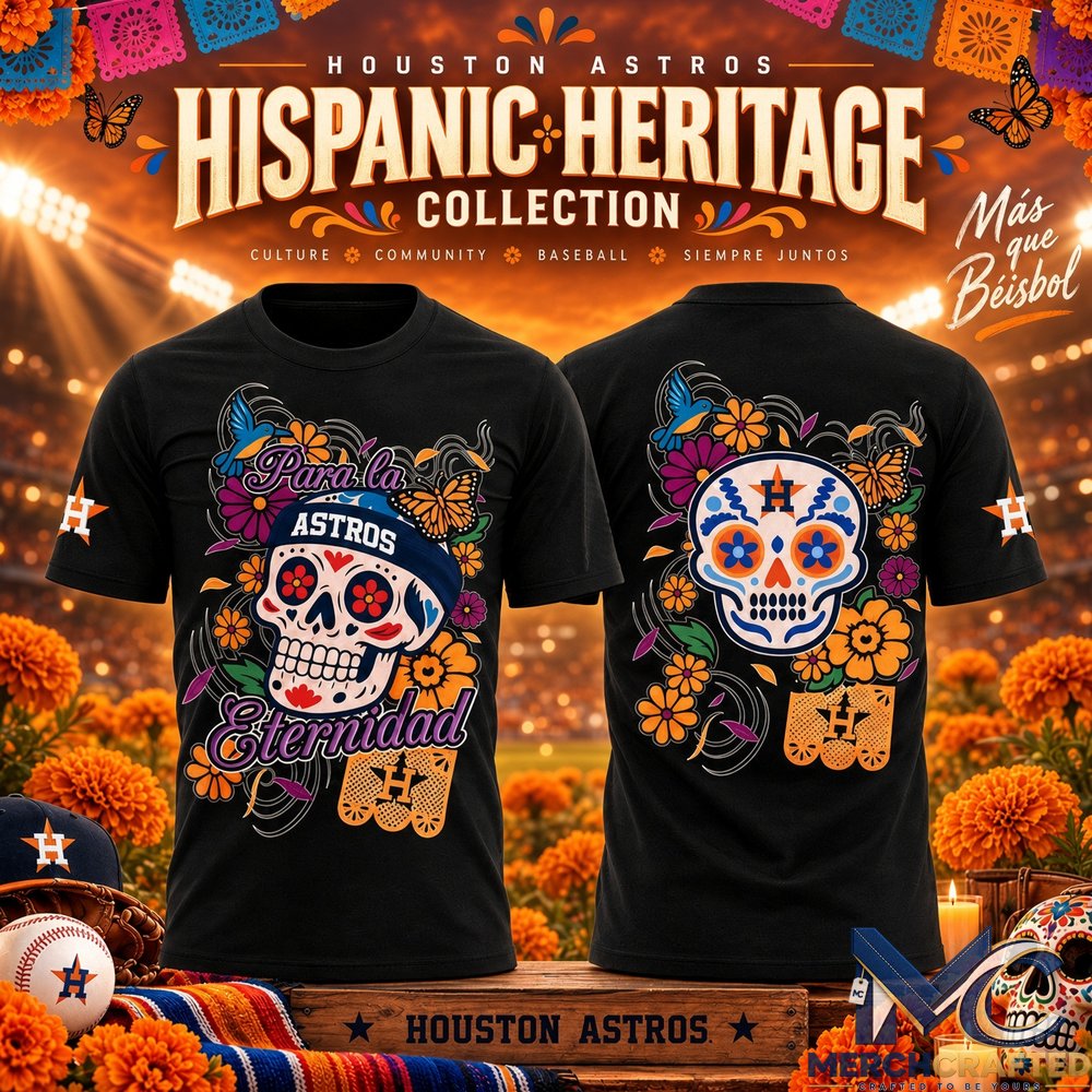 Houston Astros 2026 Hispanic Heritage T-Shirt Dia de los Muertos Graphic Tee