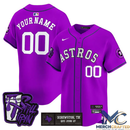 Houston Astros DJ Screw Still Tippin Purple Patch Vapor Premier Limited Custom Baseball Jersey