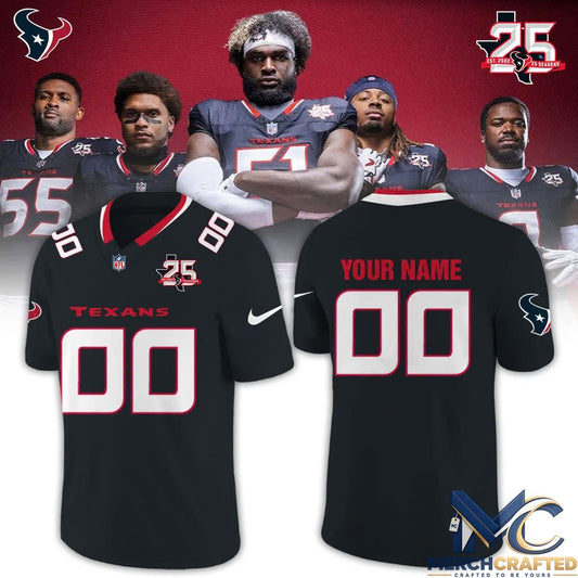Houston Texans 25th Anniversary Limited Football Jersey – Black