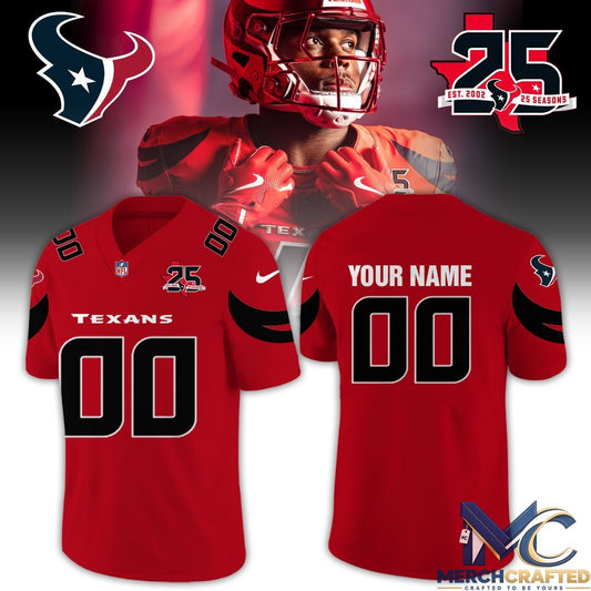 Houston Texans 25th Anniversary Limited Football Jersey – Red