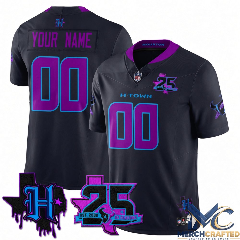 Houston Texans 25th Seasons in 2026 DJ Screw Football Jersey