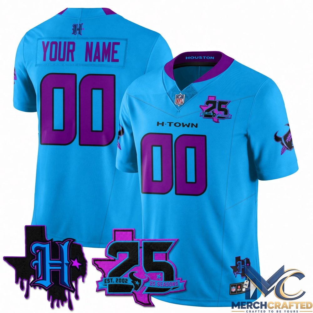 Houston Texans 25th Seasons in 2026 DJ Screw Football Jersey