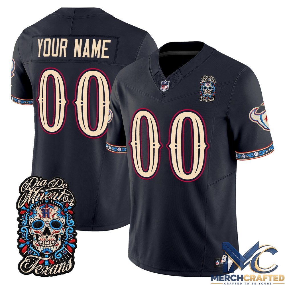 Houston Texans Dia de los Muertos Custom Football Jersey