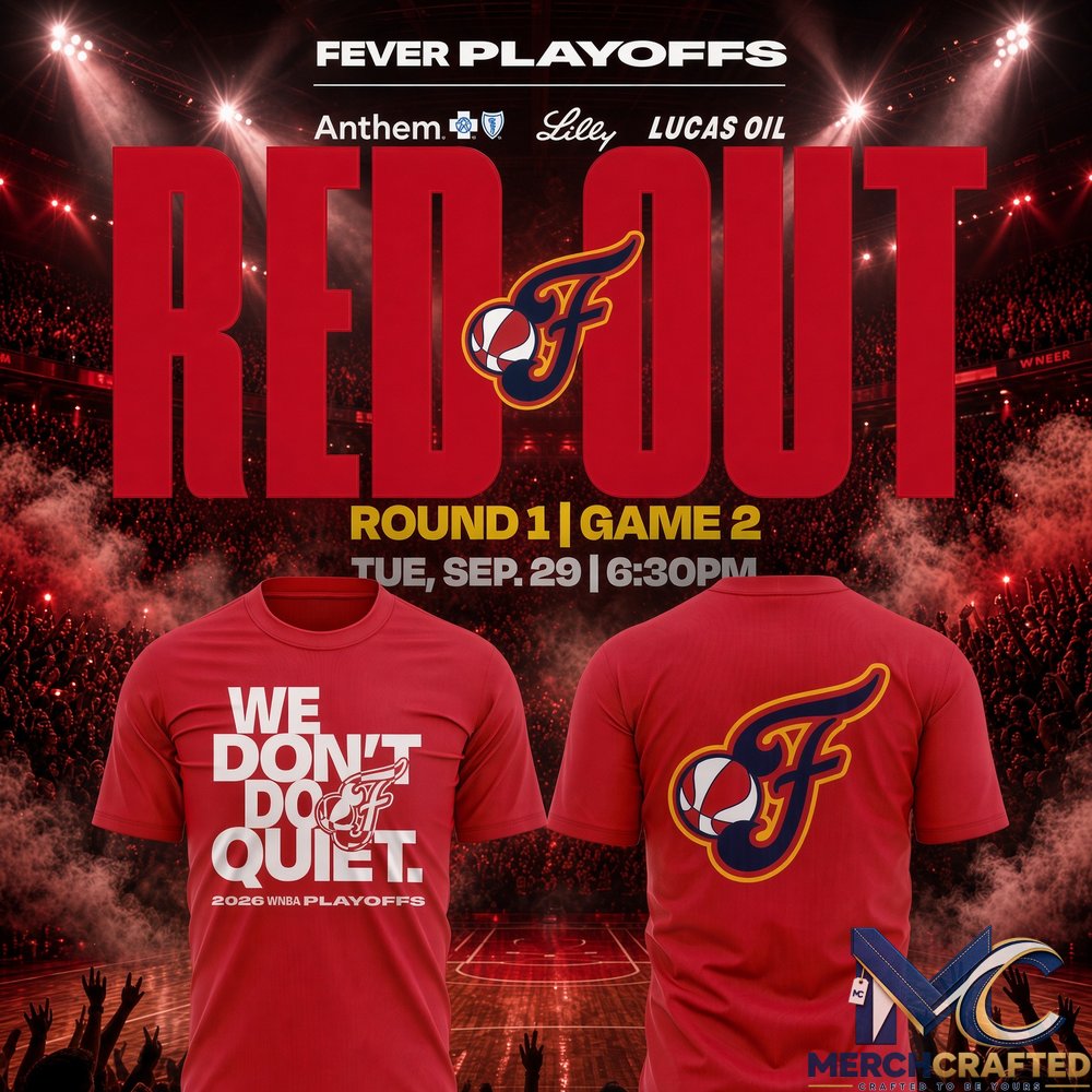 Indiana Fever We Don't Do Quiet T-Shirt 2026 WNBA Playoffs Red Out Logo Tee
