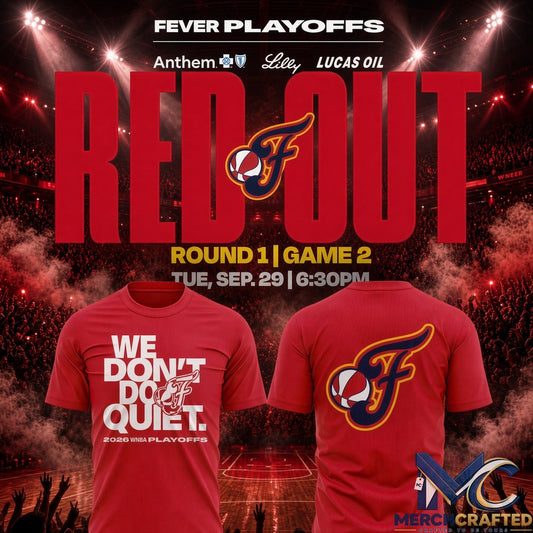 Indiana Fever We Don't Do Quiet T-Shirt 2026 WNBA Playoffs Red Out Logo Tee
