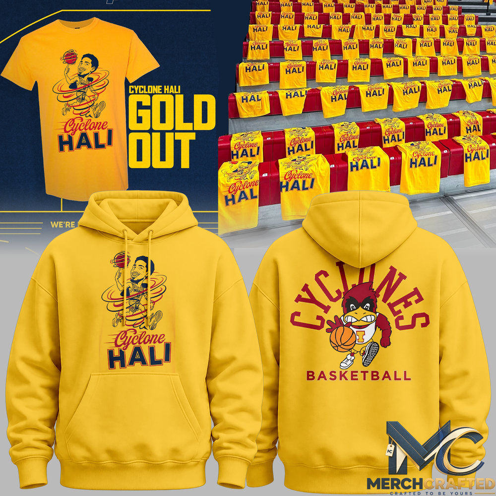 Iowa State Cyclones “Cyclone Hali Gold Out” Basketball Gold Hoodie