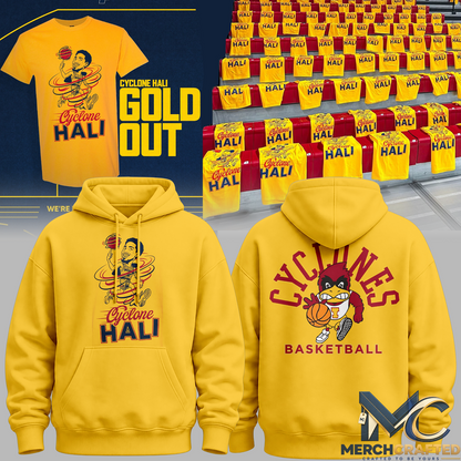 Iowa State Cyclones “Cyclone Hali Gold Out” Basketball Gold Hoodie