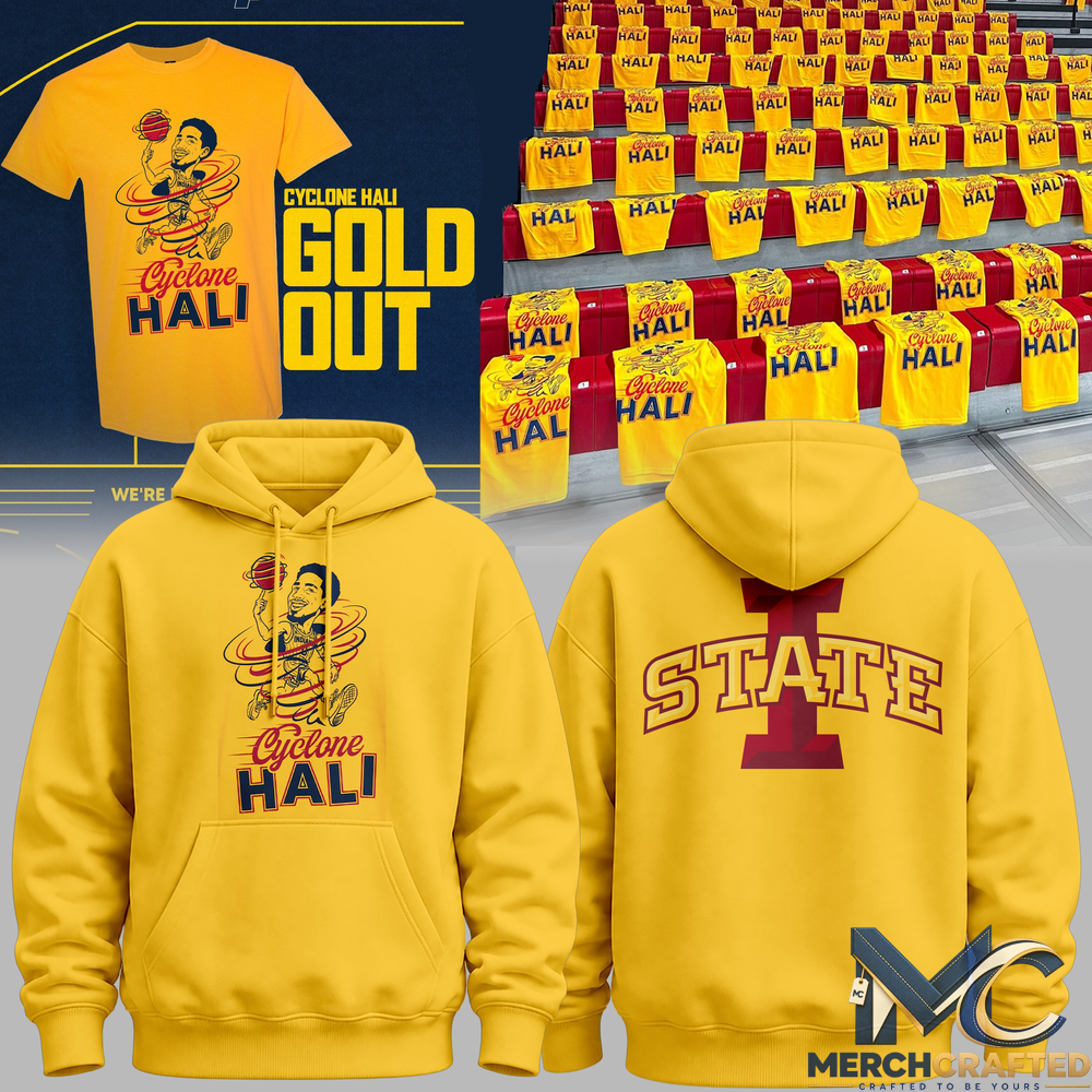 Iowa State Cyclones “Cyclone Hali Gold Out” Basketball Gold Hoodie