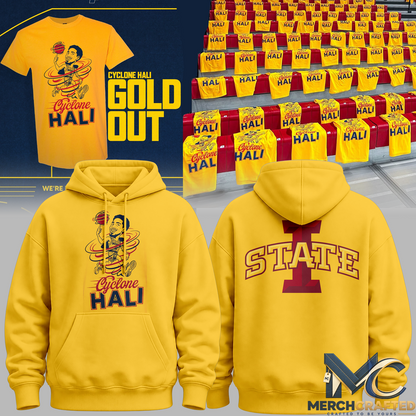Iowa State Cyclones “Cyclone Hali Gold Out” Basketball Gold Hoodie