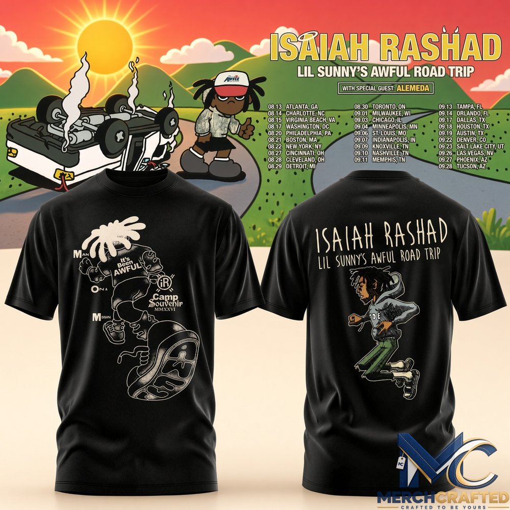 Isaiah Rashad Lil Sunny's Awful Road Trip 2026 T-Shirt Tour Merch Alemeda