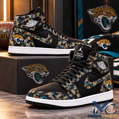 Jacksonville Jaguars 2026 Salute to Service Black Camo High Top Shoes for Men and Women