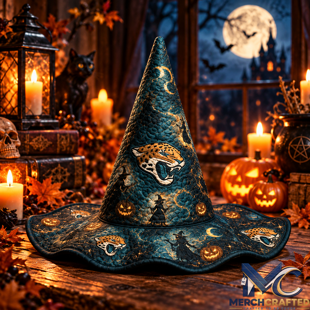 Jacksonville Jaguars Halloween Witch Hat Quilted Pumpkin Moon Football Fan Costume Accessory
