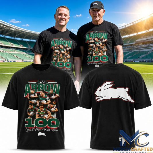 Jai Arrow 100 Games South Sydney Rabbitohs T-Shirt You'll Never Walk Alone 2026
