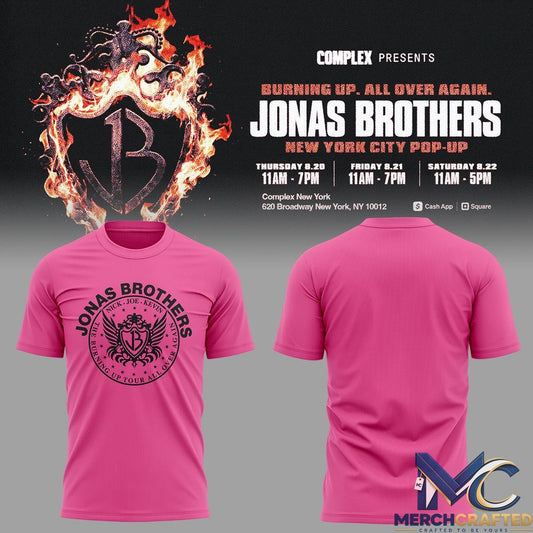 Jonas Brothers Pink Winged Crest Shirt – NYC Pop-Up Edition
