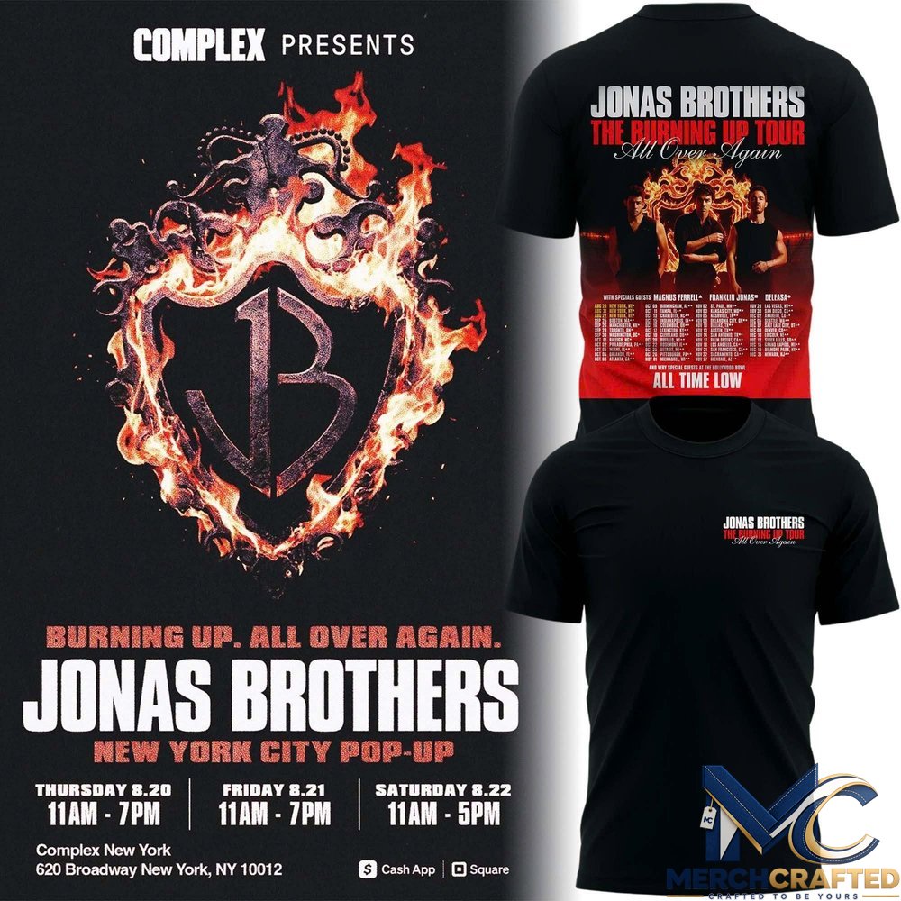 Jonas Brothers The Burning Up Tour All Over Agains T Shirt