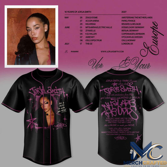Jorja Smith 10 Years Of Jorja Smith 2027 Tour Baseball Jersey