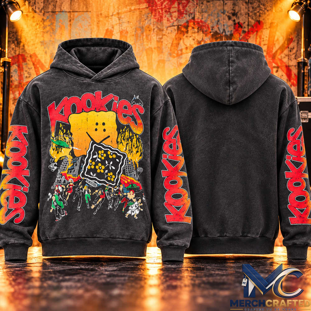 Jungkook Kookies Vintage Washed Graphic Hoodie