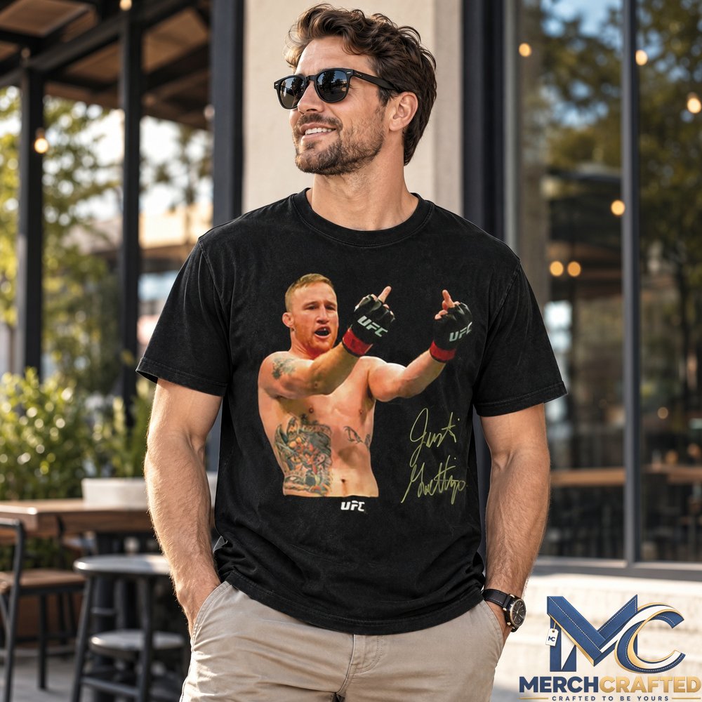Justin Gaethje The Highlight UFC Graphic T-Shirt – Vintage Black Men's MMA Tee with Signature Print-2