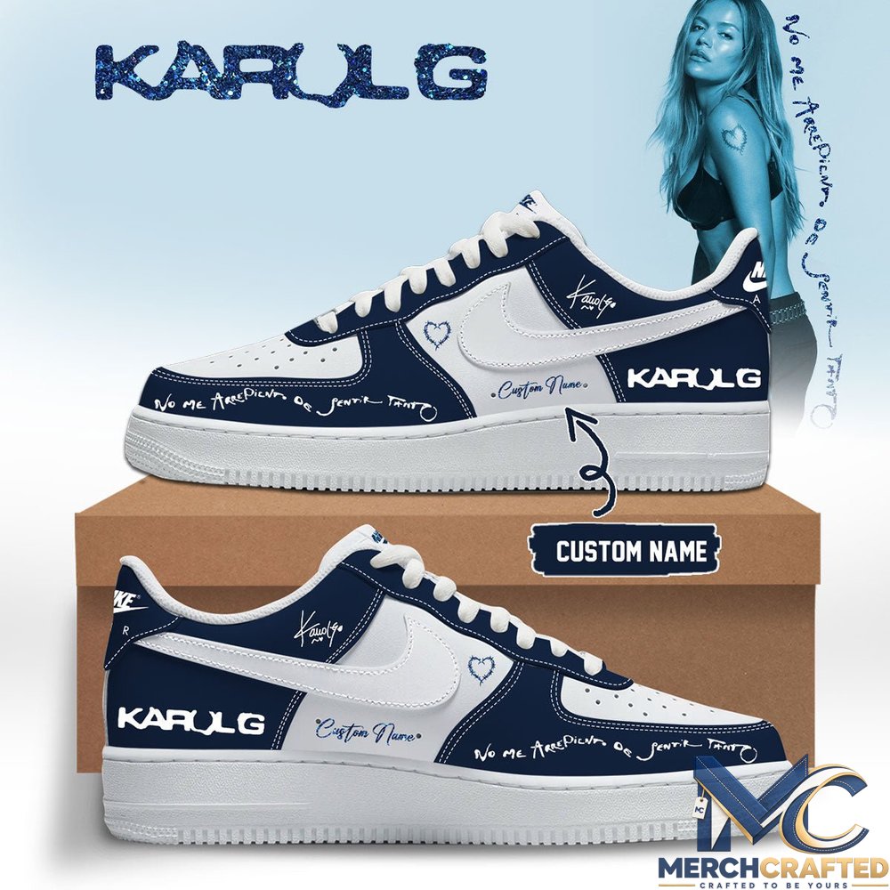 KaRol G Album “No Me Arrepiento De Sentir Tanto” Custom Name Navy Nike Air Force 1
