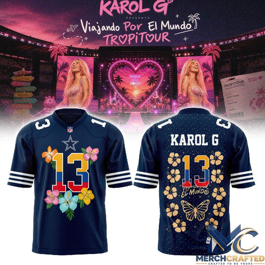 Karol G x Dallas Cowboys Viajando Por El Mundo TropiTour 2026 Football Jersey