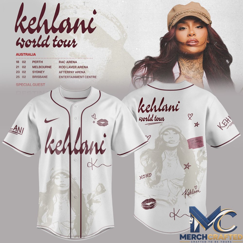 Kehlani Australia World Tour 2027 White Edition Baseball Jersey