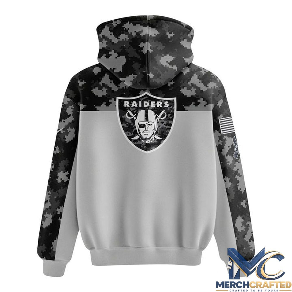 Las Vegas Raiders 2026 Salute To Service Camo Gray Hoodie