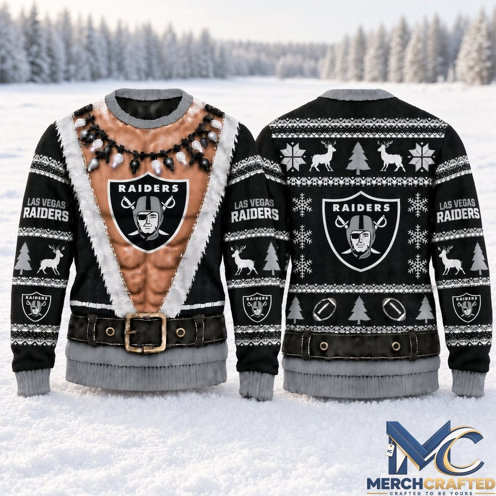 Las Vegas Raiders Funny Body 2026 Ugly Christmas Sweater  Football Christmas Graphic Sweater for Raiders Fans