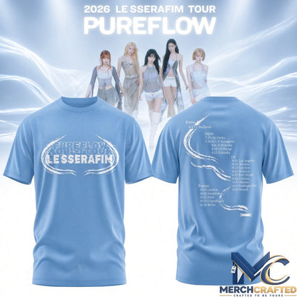 Le Sserafim Pureflow Tour 2026 T-Shirt Concert Dates Fan Merch Tee