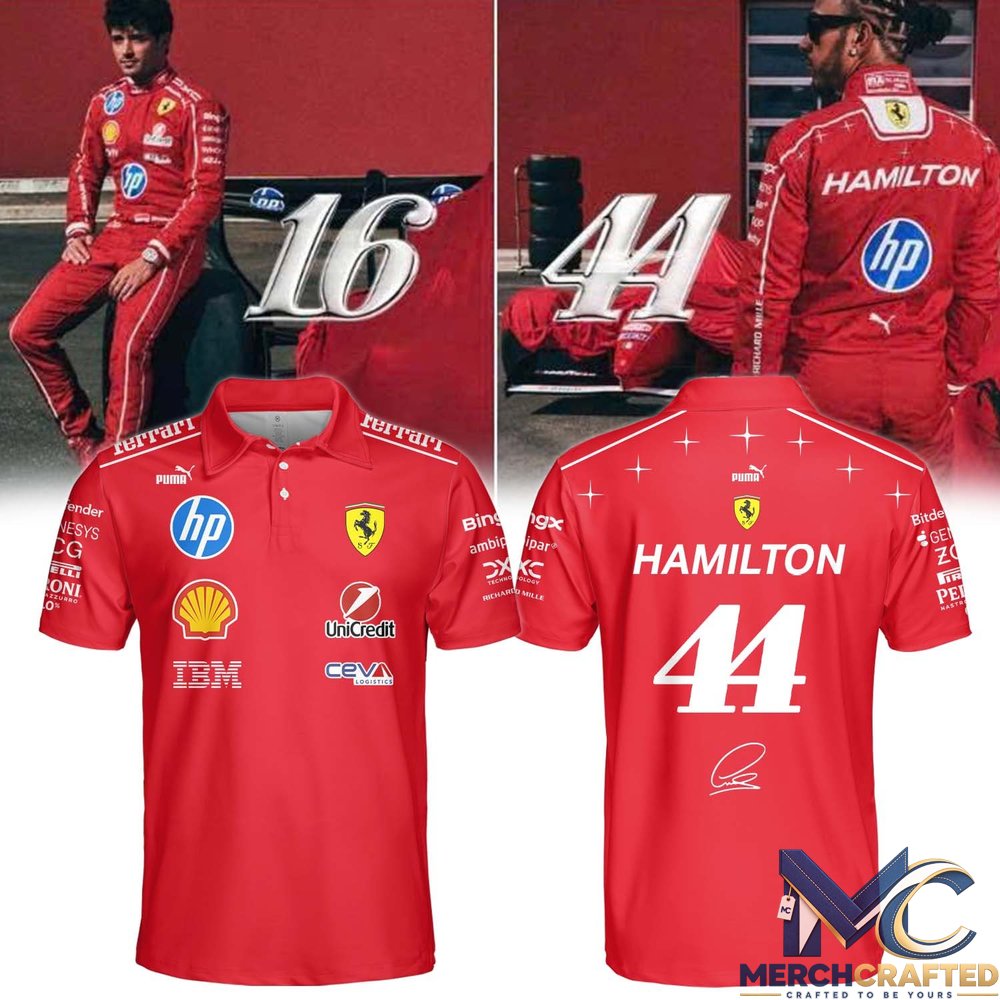 Lewis Hamilton Ferrari 44 Racing Polo Shirt 2026