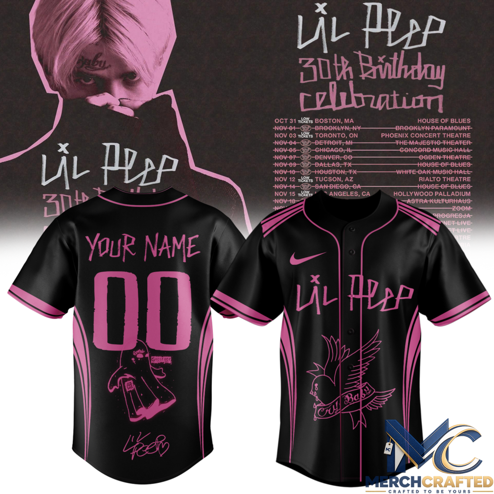 Lil Peep 30th Birthday Celebration Custom Name Baseball Jersey