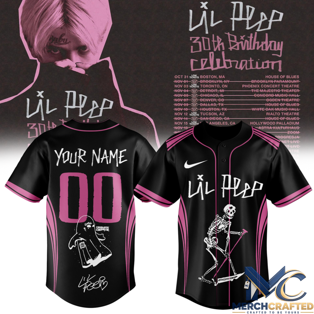 Lil Peep 30th Birthday Celebration Custom Name Baseball Jersey