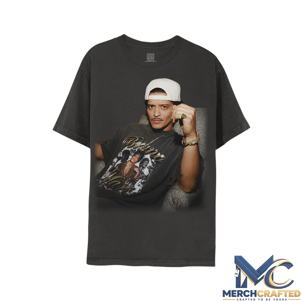 Limited Edition Bruno Mars Portrait T-Shirt – Vintage Washed Black