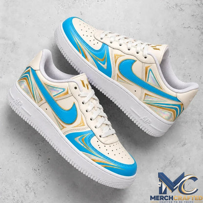 Lionel Messi GOAT Cream Blue Gold Nike Air Force 1 Sneakers