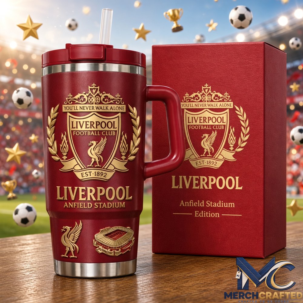 Liverpool FC Anfield Stadium Tumbler EST 1892 Red Stainless Steel Cup with Gift Box