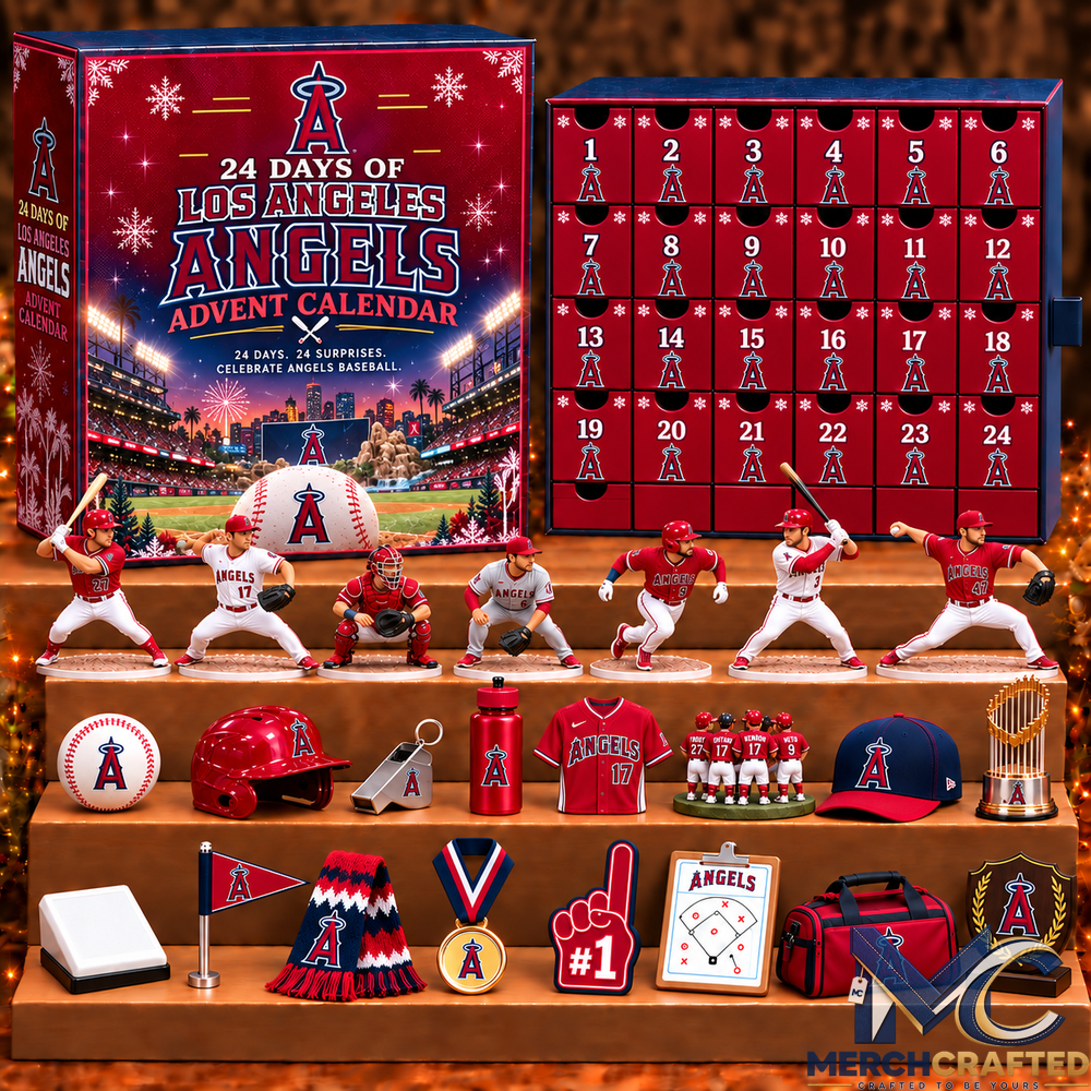 Los Angeles Angels MLB 24 Day Christmas Advent Calendar Baseball Player Figures and Fan Collectibles Gift Set