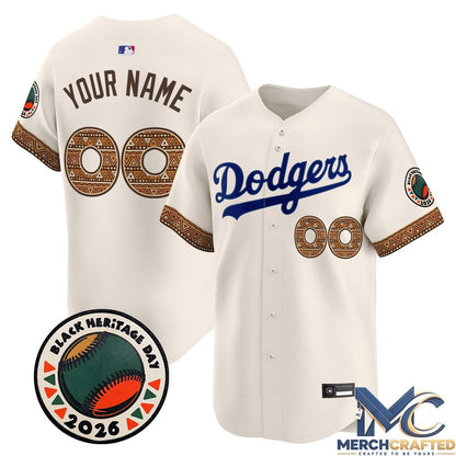 Los Angeles Dodgers 2026 Black Heritage Day Vapor Premier Limited Custom Baseball Jersey
