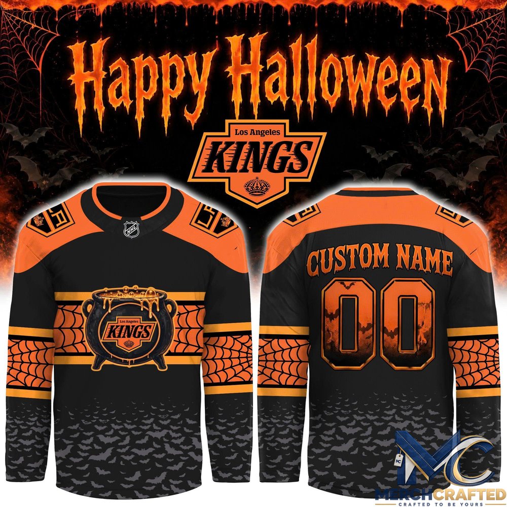 Los Angeles Kings Halloween 2026 Custom Hockey Jersey – Cauldron x Spiderweb Design