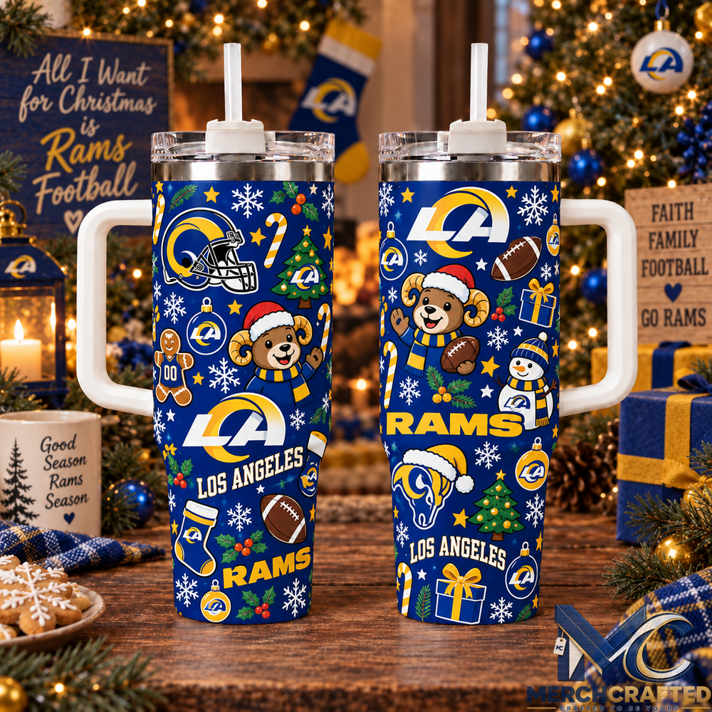 Los Angeles Rams Christmas 40oz Tumbler With Handle – Holiday Football Fan Gift