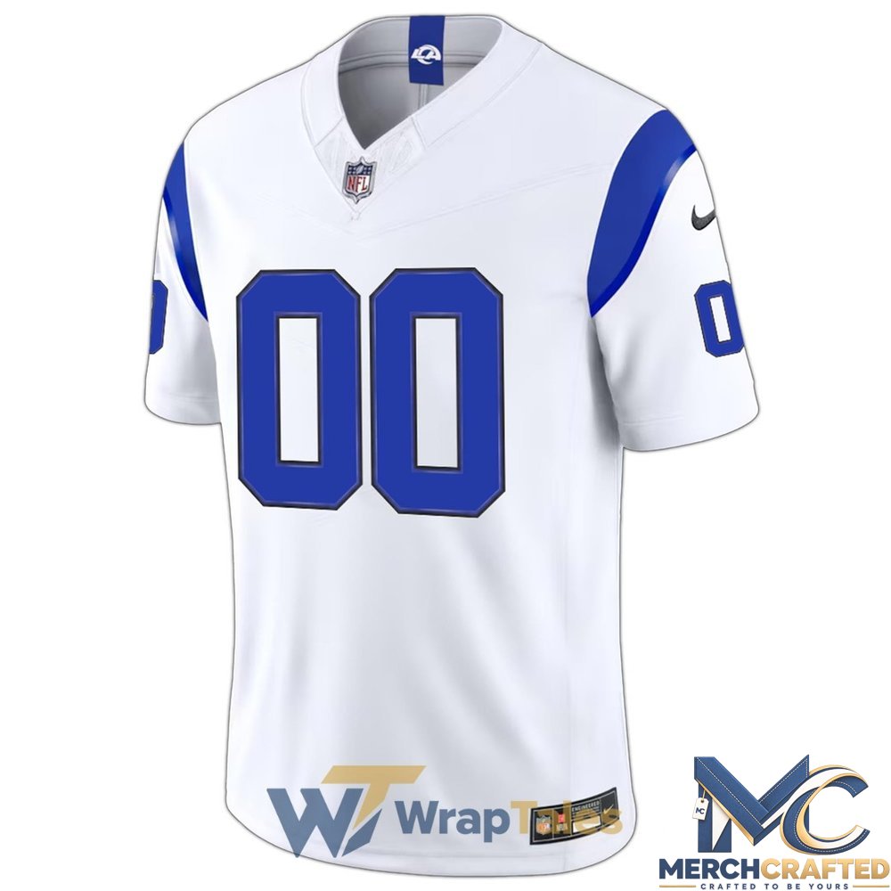 Los Angeles Rams Classic Sol Custom Name White Football Jersey
