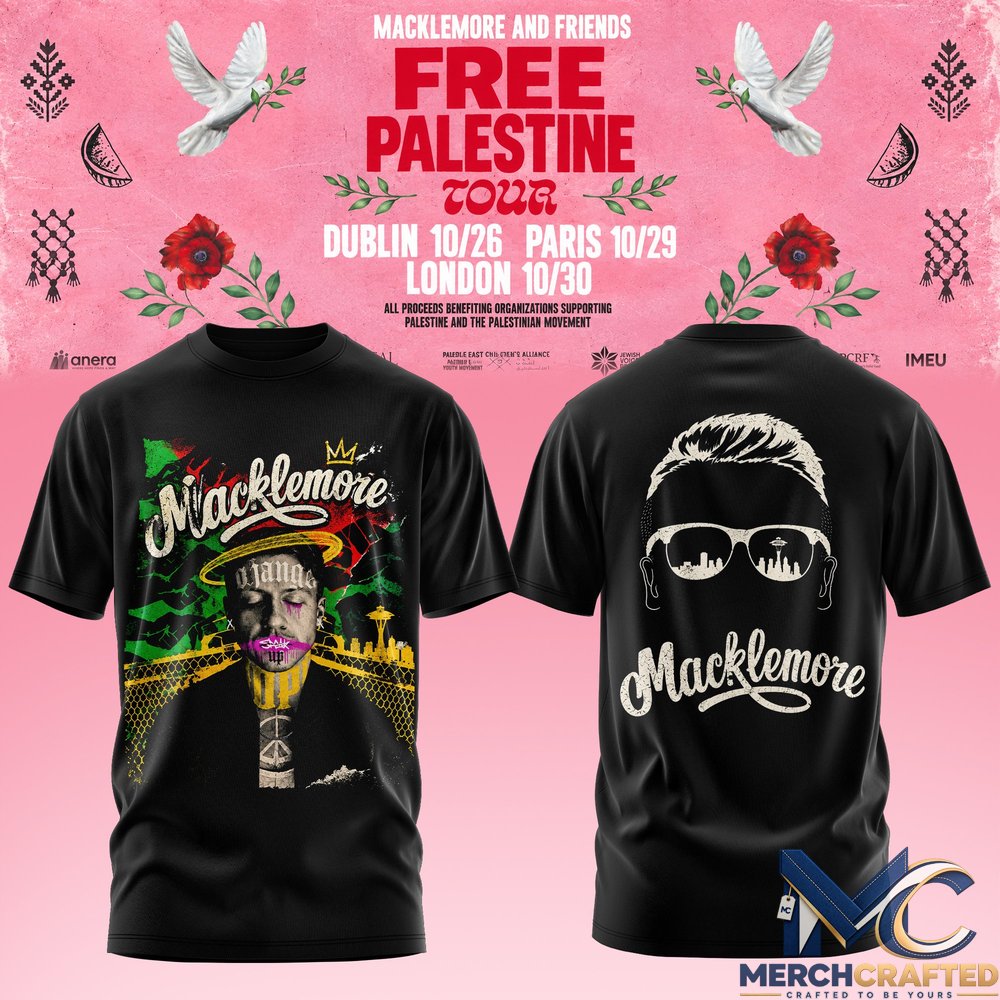 Macklemore and Friends Free Palestine Tour 2026 T-Shirt Concert Merch Tee