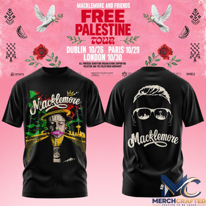 Macklemore and Friends Free Palestine Tour 2026 T-Shirt Concert Merch Tee