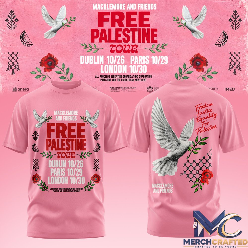 Macklemore and Friends Free Palestine Tour 2026 T-Shirt Concert Merch Tee