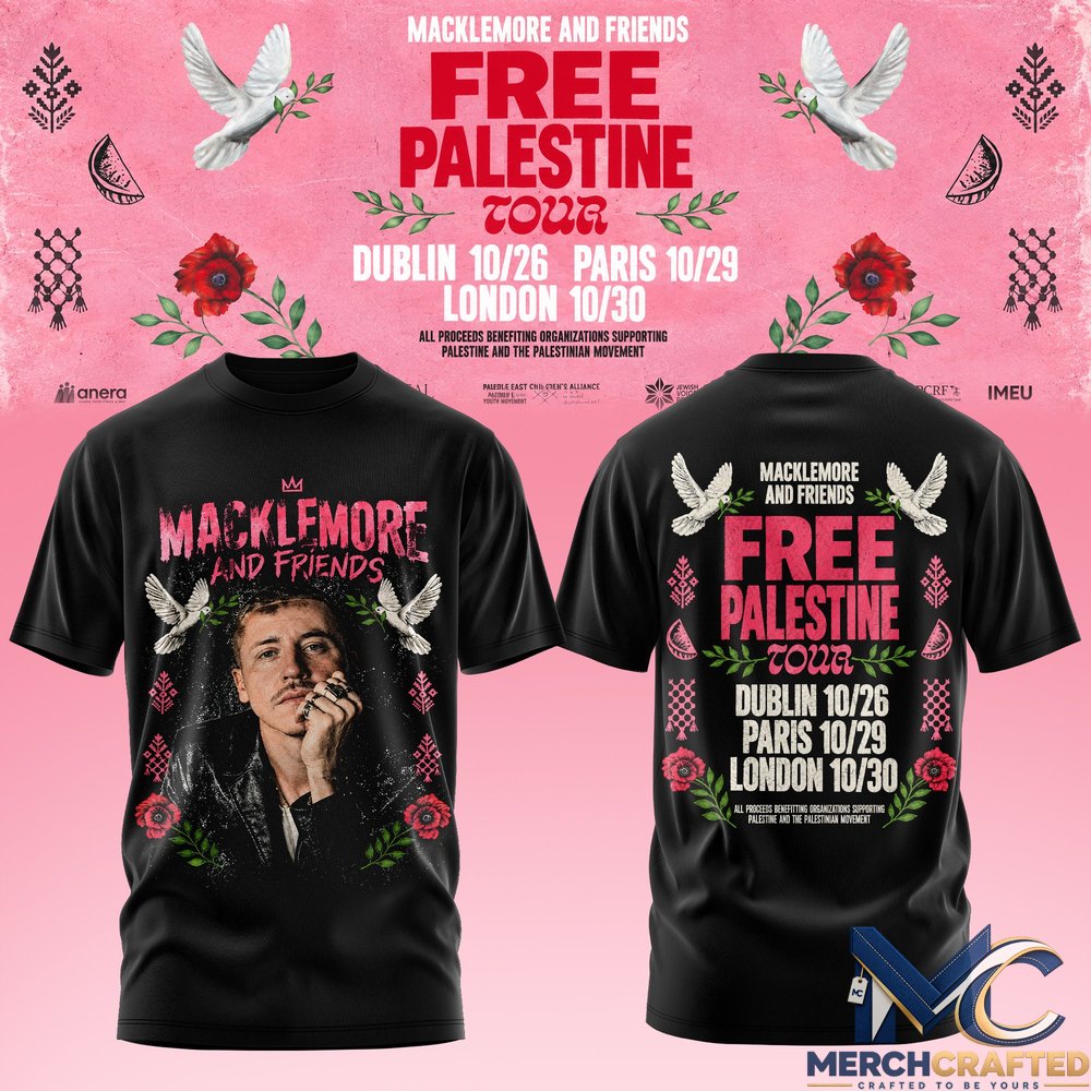 Macklemore and Friends Free Palestine Tour 2026 T-Shirt Concert Merch Tee